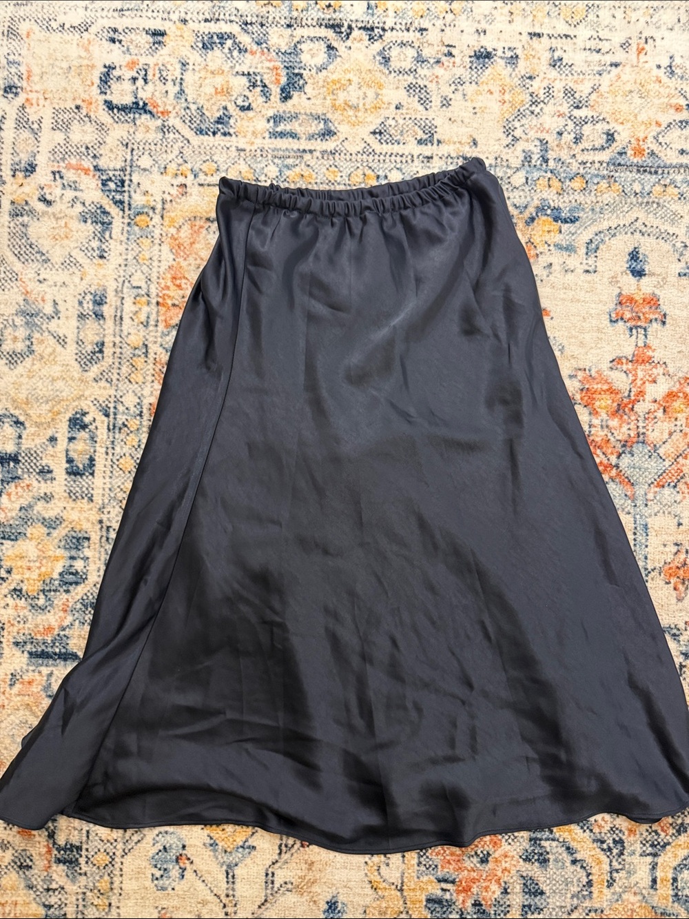 Women's Navy Blue Satin A-Line Skirt XS
